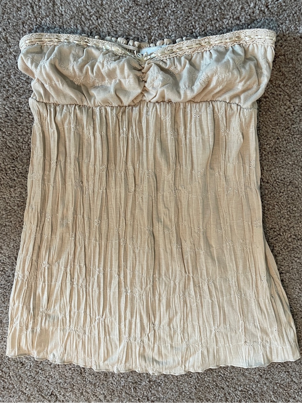 No Boundaries Strapless Top, Cream, Size L Juniors